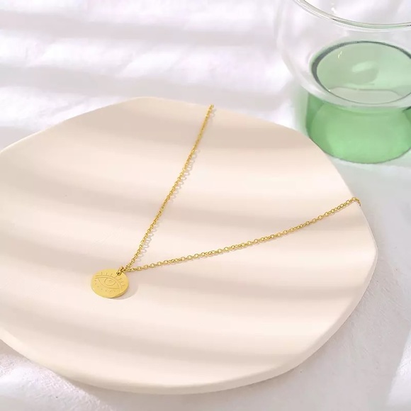 Stainless Steel Round Eye Pendant Necklace - Picture 2 of 6